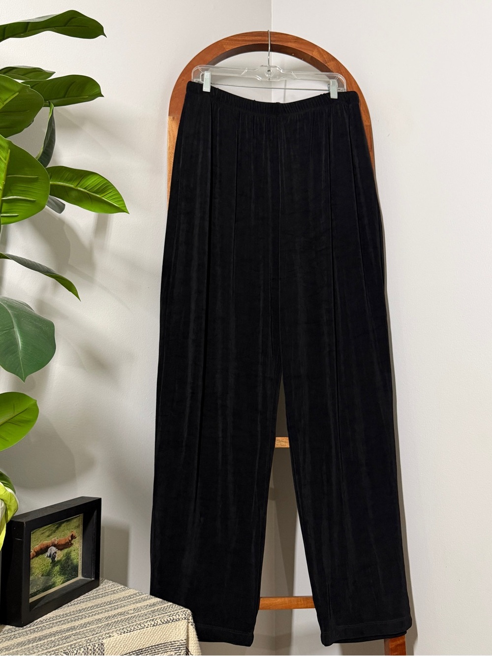 Vikki Vi 1X Black Slinky Knit Elastic Waist Pull On Pants USA Made NEW
